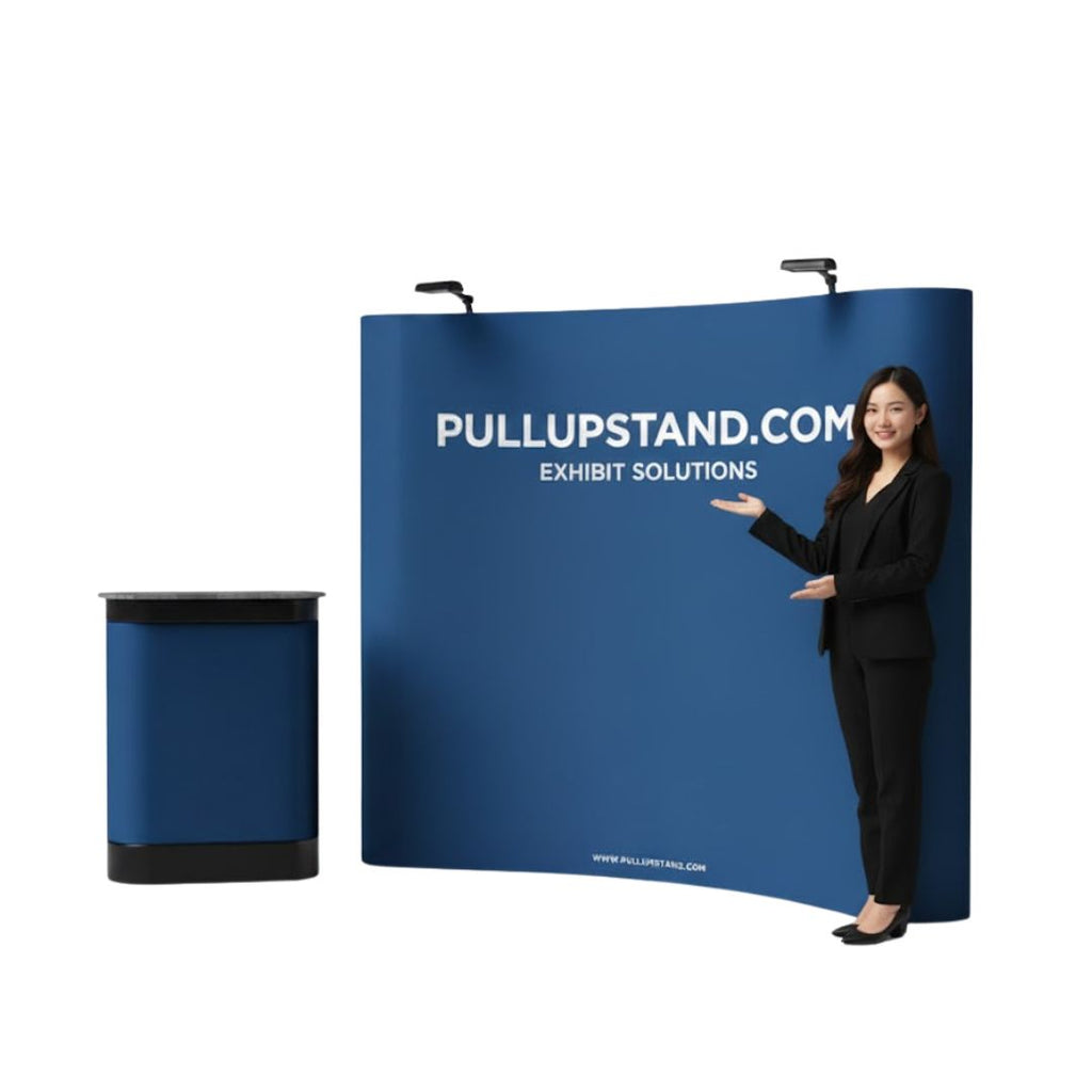 Magnetic pop up panel Singapore curved 3x3 system - UV resistant exhibition panel graphics with promotional counter setup