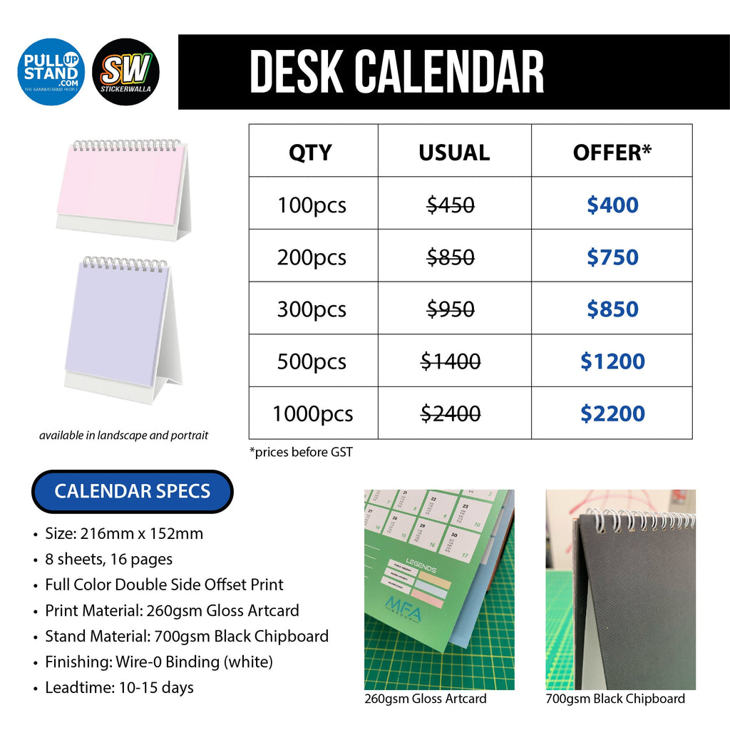 CUSTOM DESK CALENDARS - Pullupstand.com Pte Ltd